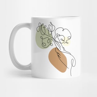 Flower Bouquet Shape Minimalist Line Art Drawing Mug